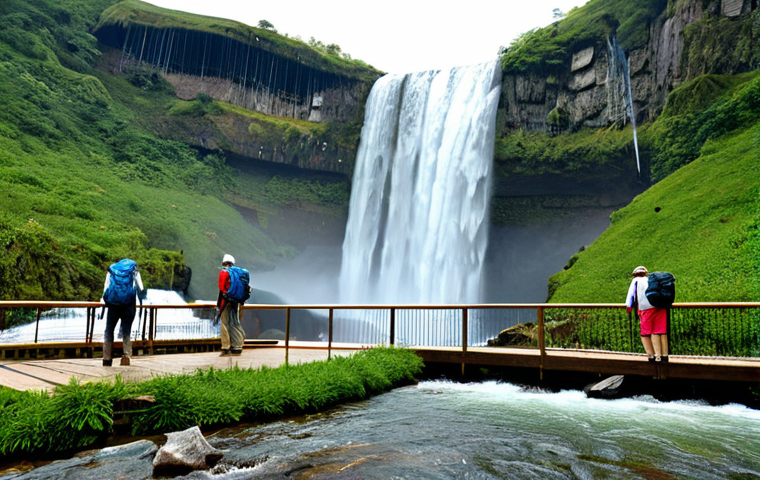 폭포와 인간의 관계 - Mythical Waterfall Scene**

"A lush, vibrant waterfall cascading into a clear pool, surrounded by an...