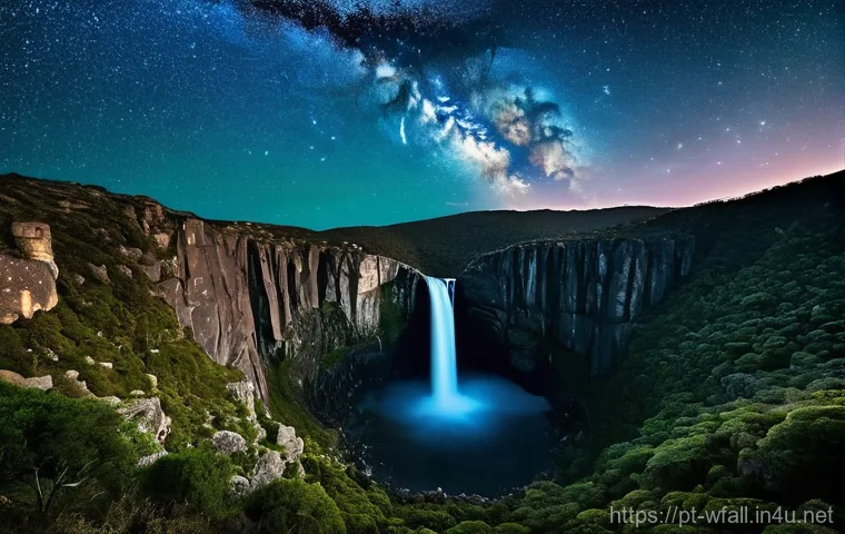 폭포 주변 별보기 명소 - **Serene Portuguese Dark Sky Reserve Campsite under the Milky Way**
    "An idyllic camping scene at...