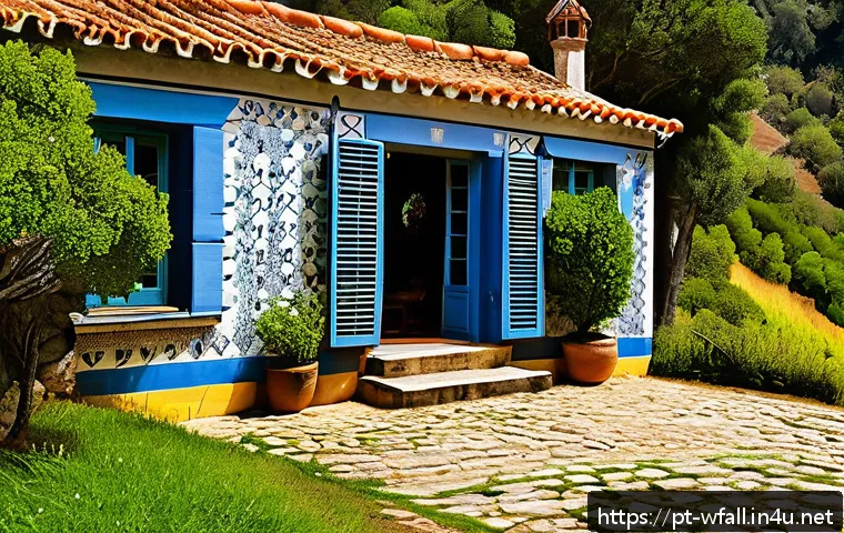 폭포 탐방 후 힐링할 수 있는 장소 - A charming traditional Portuguese countryside cottage near a waterfall, surrounded by lush green for...